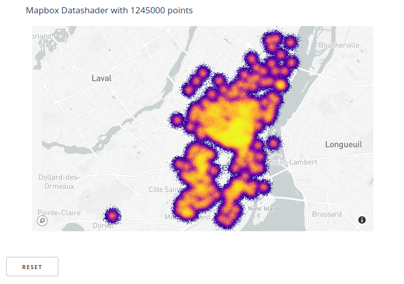 Demo Of Mapbox DataShader with 1235000 points