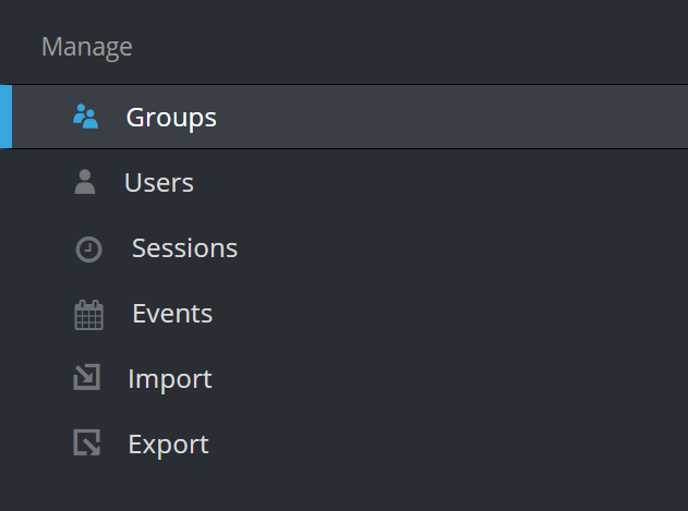Groups menu